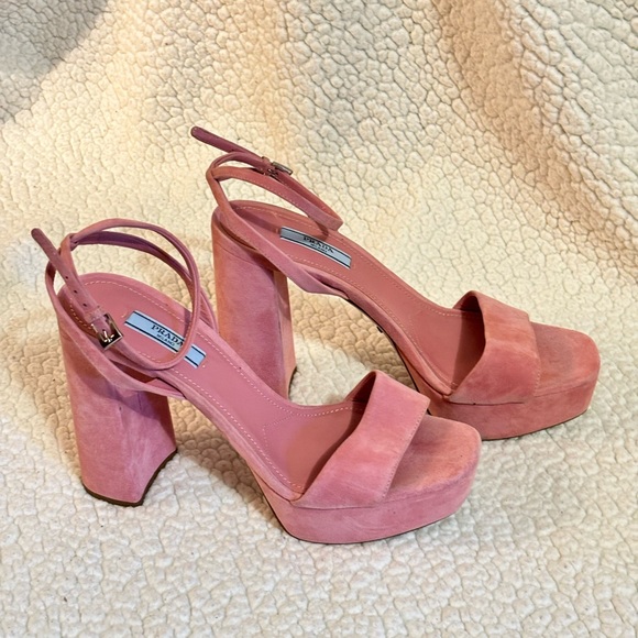 PRADA Suede Ankle-Strap Platform Sandals - Picture 4 of 6